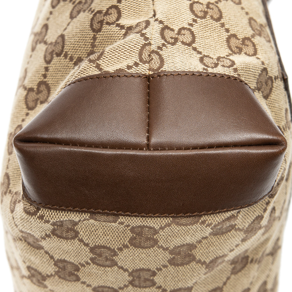 Shoulder Bag Front Pocket Zip Tote Beige Monogrammed Canvas