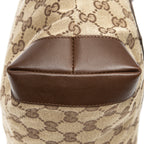 Shoulder Bag Front Pocket Zip Tote Beige Monogrammed Canvas