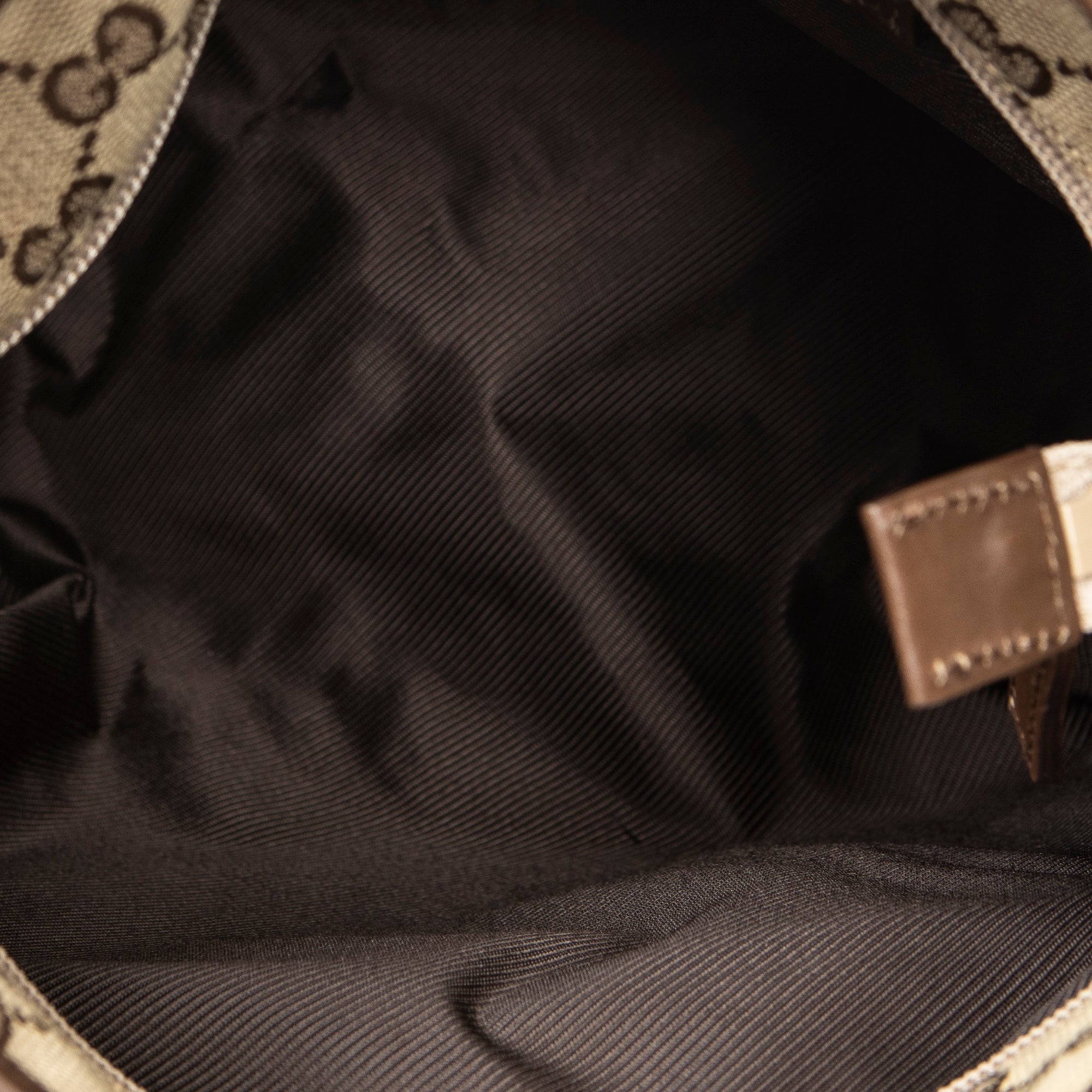 Shoulder Bag Front Pocket Zip Tote Beige Monogrammed Canvas