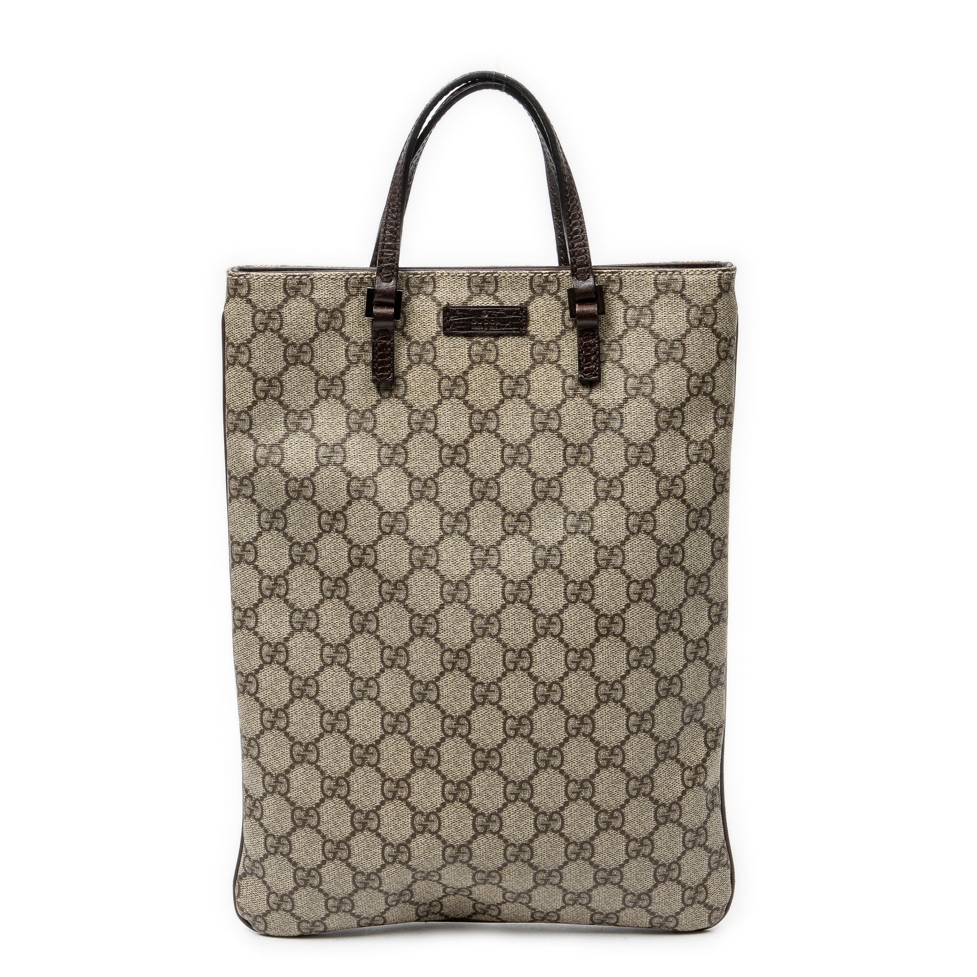 Handbag Flat Tote Brown Supreme Coated Canvas