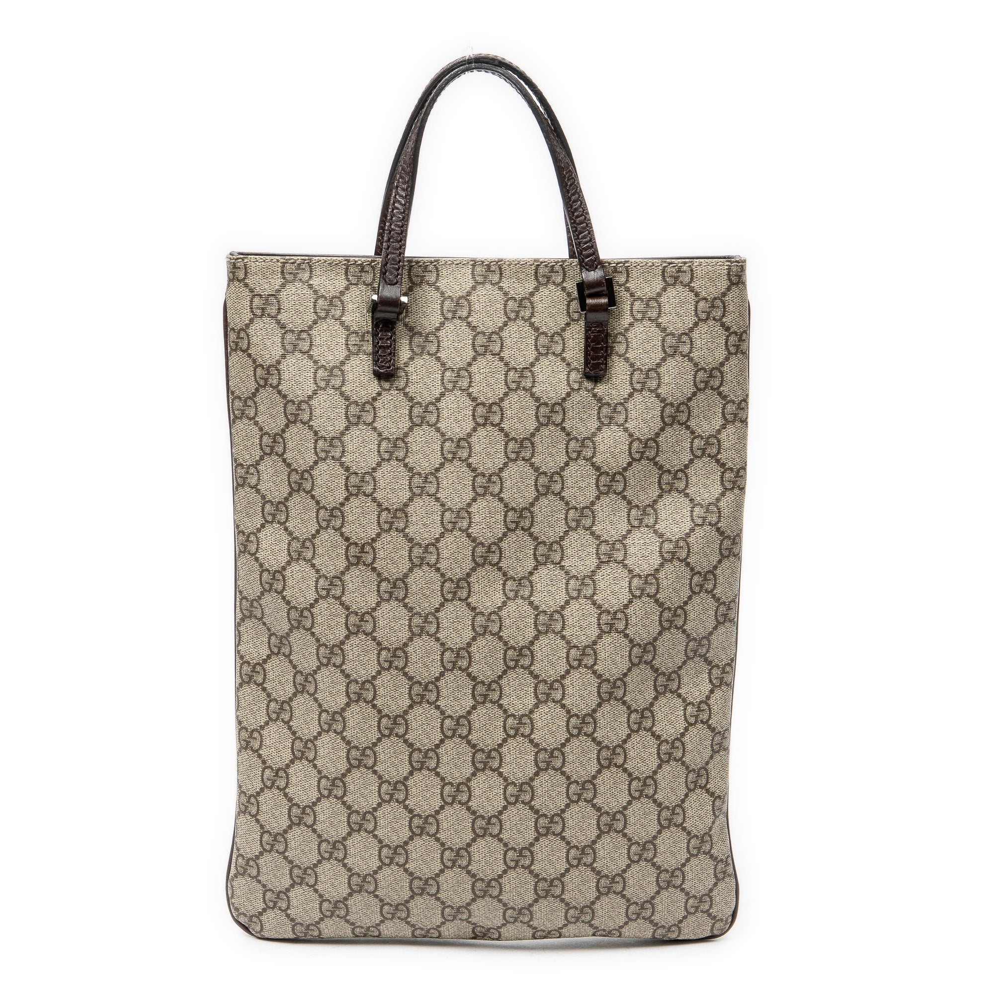 Handbag Flat Tote Brown Supreme Coated Canvas