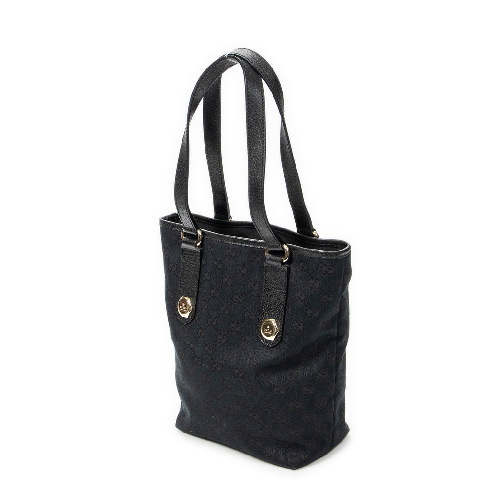 Shoulder Bag Charmy Bucket Tote Black Monogrammed Canvas