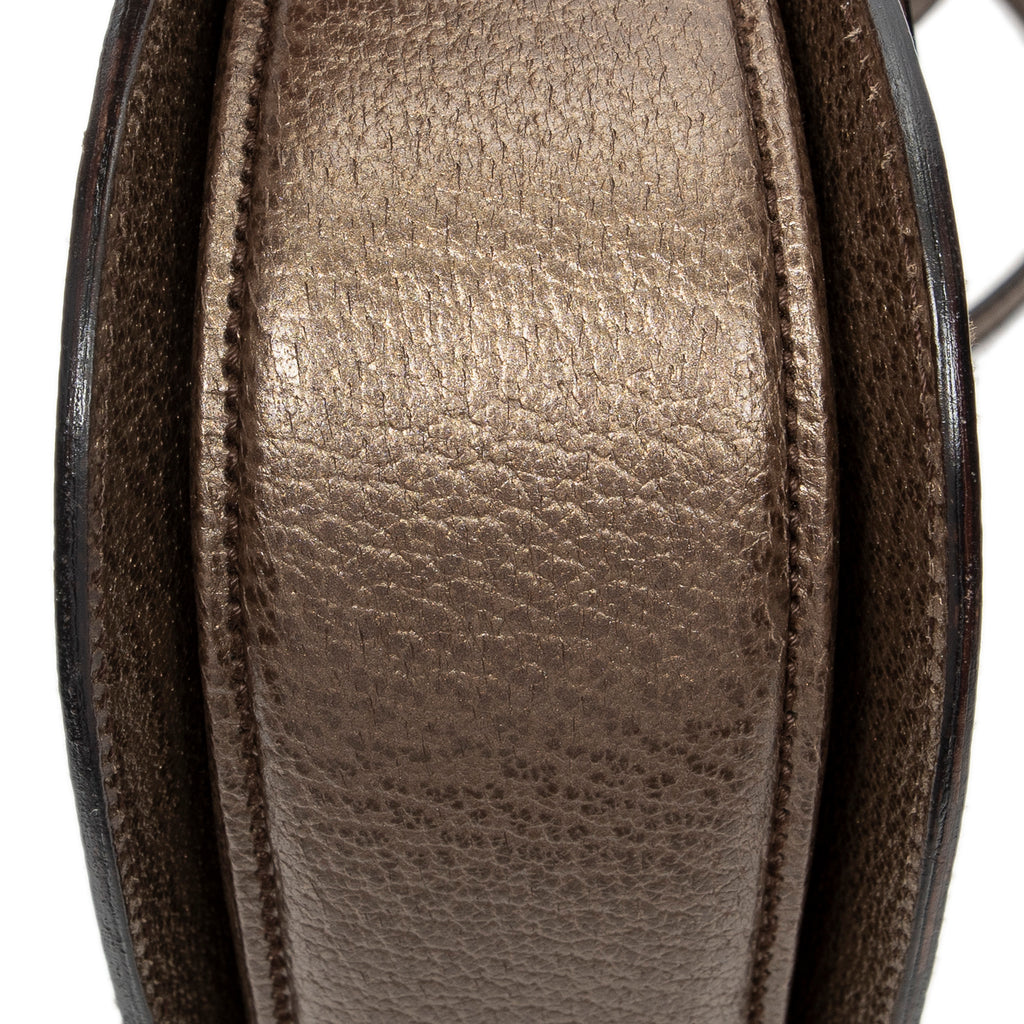 Shoulder Bag Small Bamboo Top Handle Flap Bronze Grained Calfskin Leather