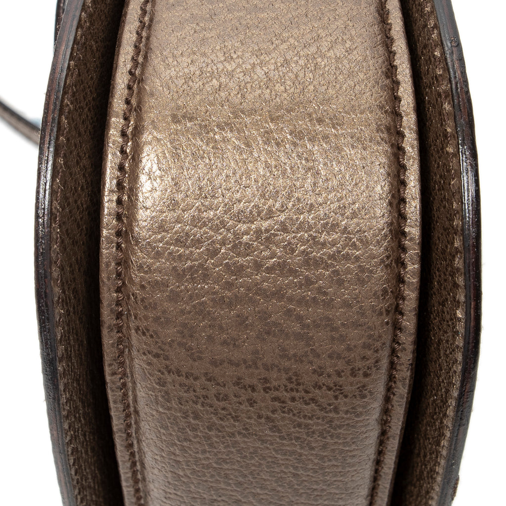 Shoulder Bag Small Bamboo Top Handle Flap Bronze Grained Calfskin Leather
