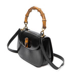 Shoulder Bag Medium Bamboo Top Handle Flap Black Smooth Calfskin Leather