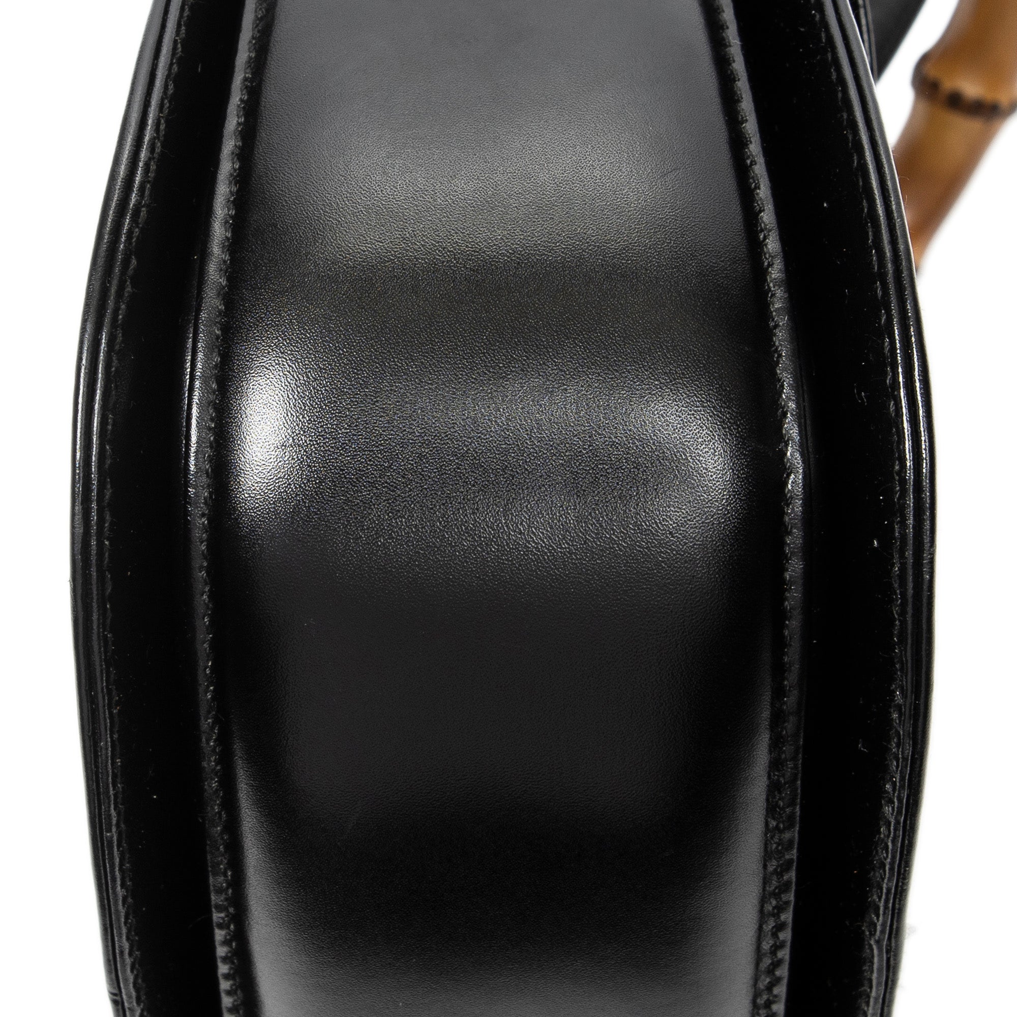 Shoulder Bag Medium Bamboo Top Handle Flap Black Smooth Calfskin Leather