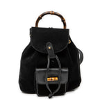 Backpack Mini Bamboo Backpack Black Suede Leather