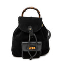 Sac à dos Mini Sac à dos Bambou Cuir Daim Noir