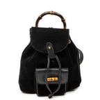 Sac à dos Mini Sac à dos Bambou Cuir Daim Noir