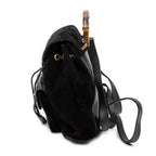 Backpack Mini Bamboo Backpack Black Suede Leather
