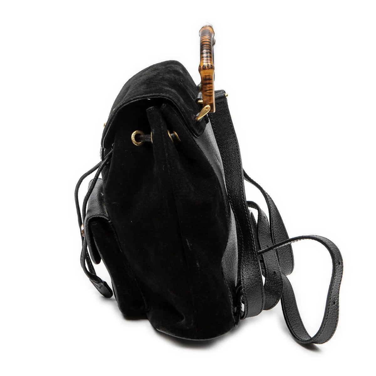 Sac à dos Mini Sac à dos Bambou Cuir Daim Noir