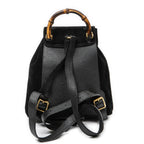 Sac à dos Mini Sac à dos Bambou Cuir Daim Noir