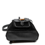 Backpack Mini Bamboo Backpack Black Suede Leather