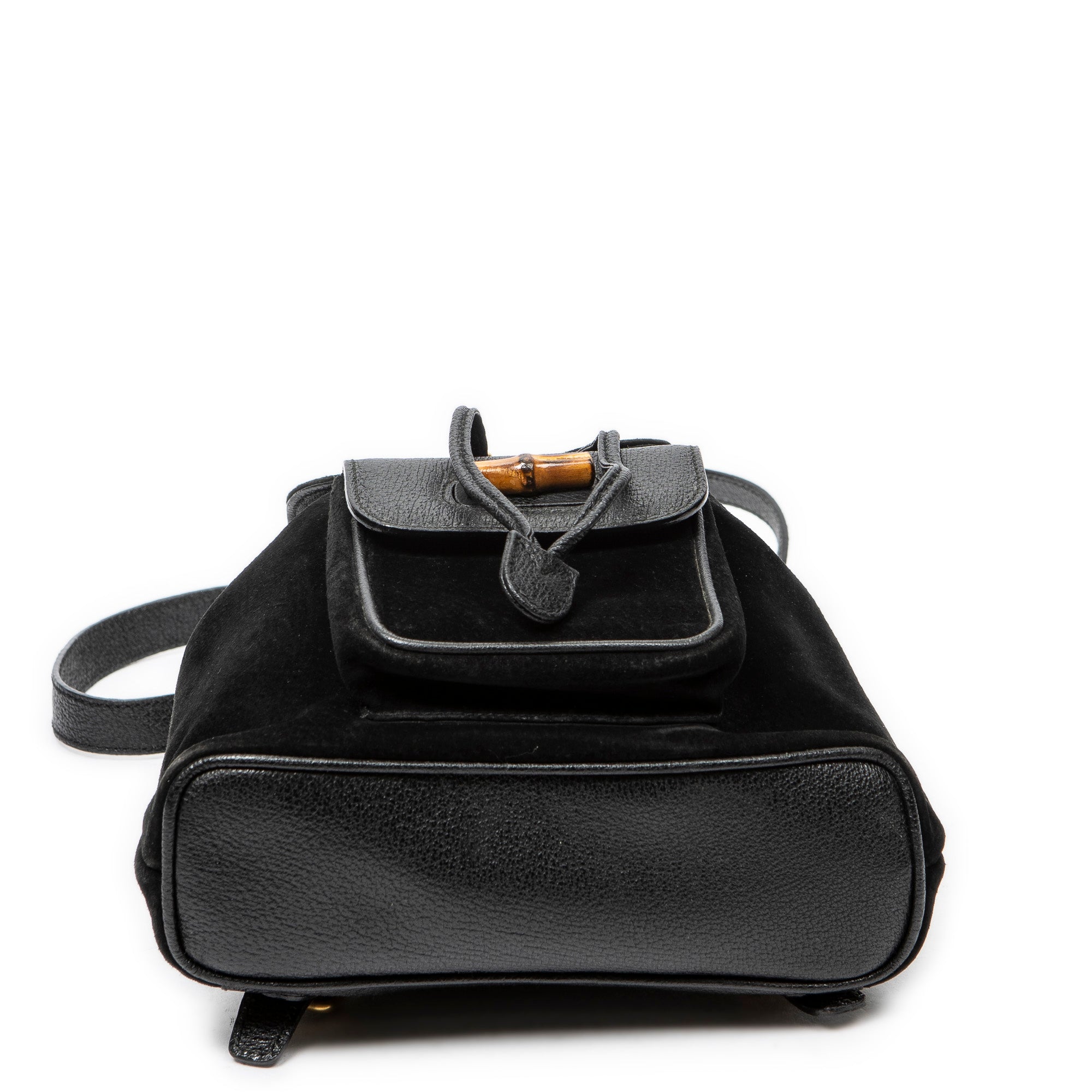 Backpack Mini Bamboo Backpack Black Suede Leather