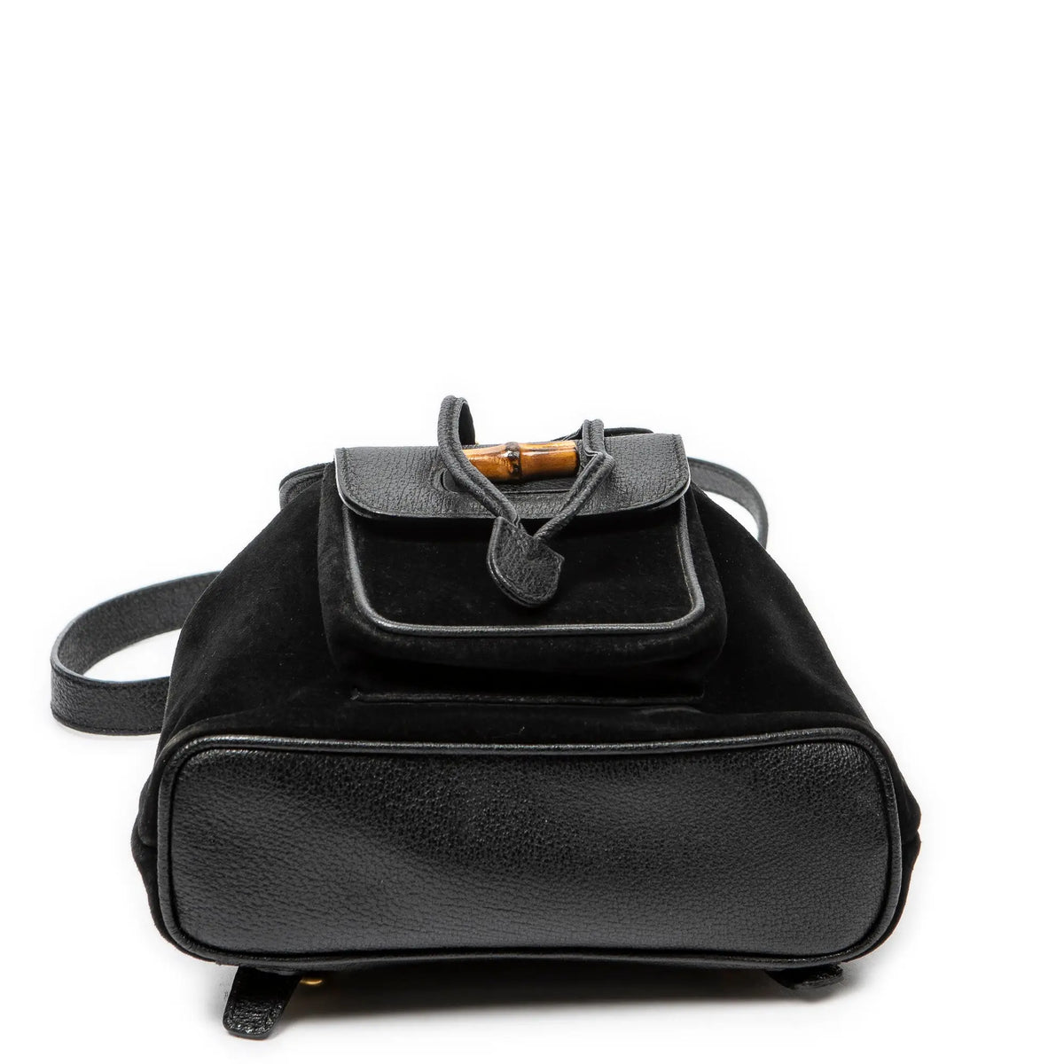 Sac à dos Mini Sac à dos Bambou Cuir Daim Noir