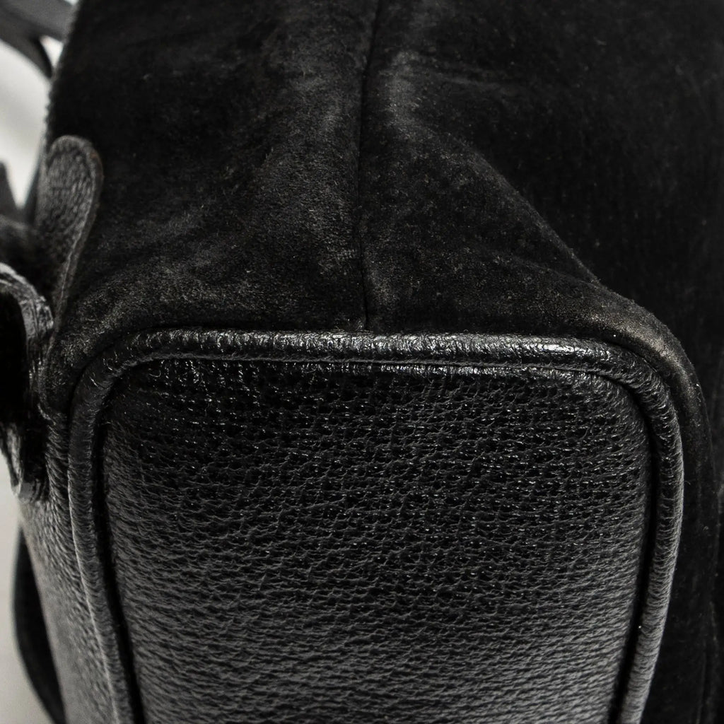 Sac à dos Mini Sac à dos Bambou Cuir Daim Noir
