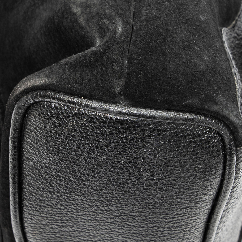Backpack Mini Bamboo Backpack Black Suede Leather
