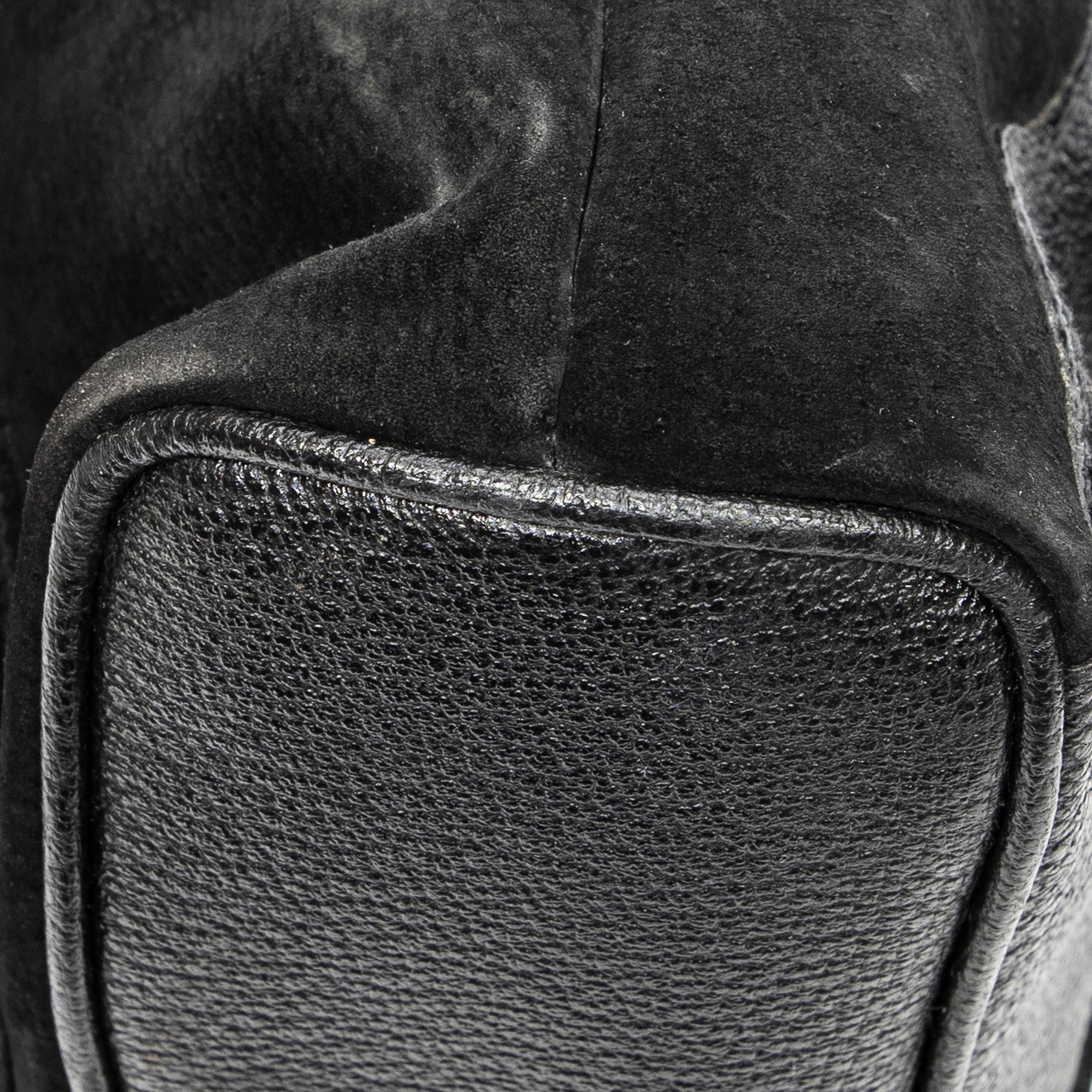 Backpack Mini Bamboo Backpack Black Suede Leather