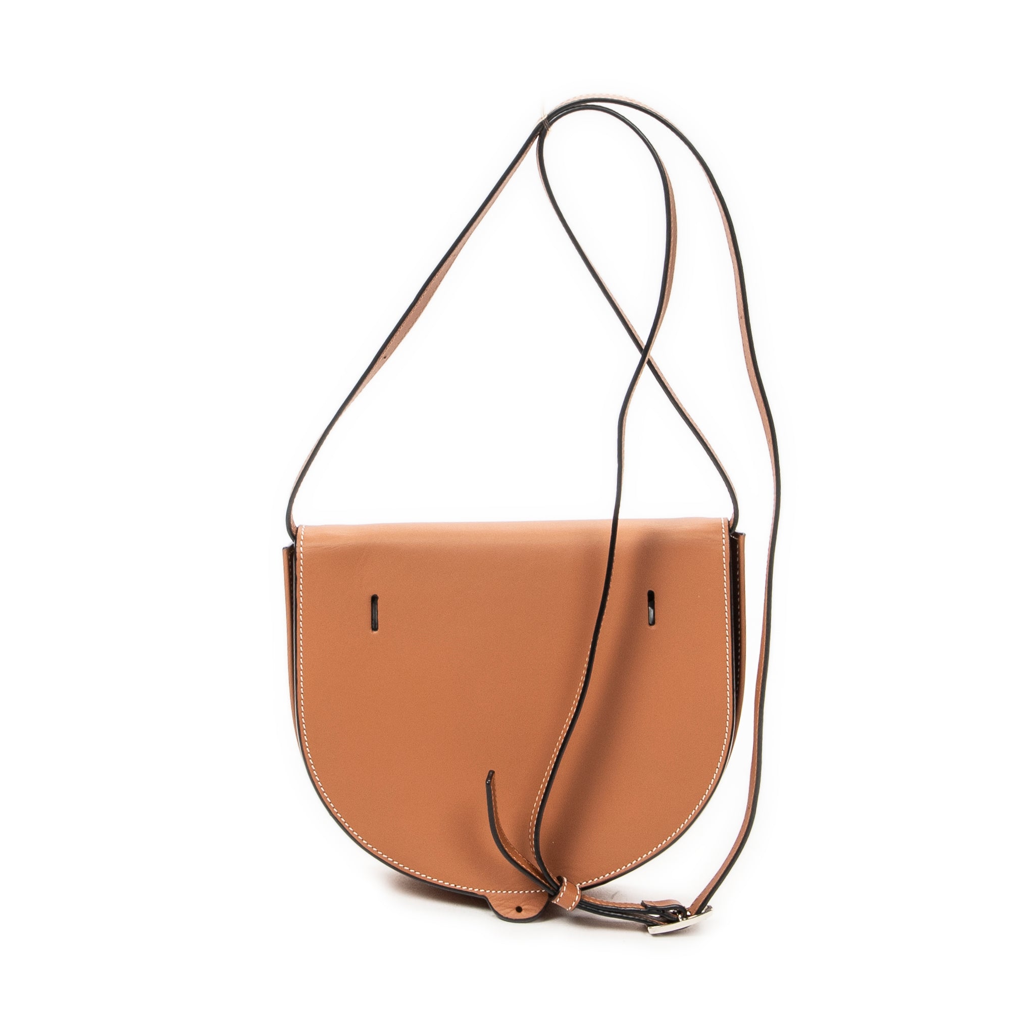 Shoulder Bag Small Heel Pouch Brown Smooth Leather