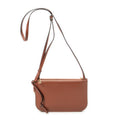 Shoulder Bag Gate Double Zip Pouch Crossbody Brown Calfskin Leather