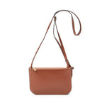 Shoulder Bag Gate Double Zip Pouch Crossbody Brown Calfskin Leather