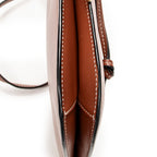 Shoulder Bag Gate Double Zip Pouch Crossbody Brown Calfskin Leather