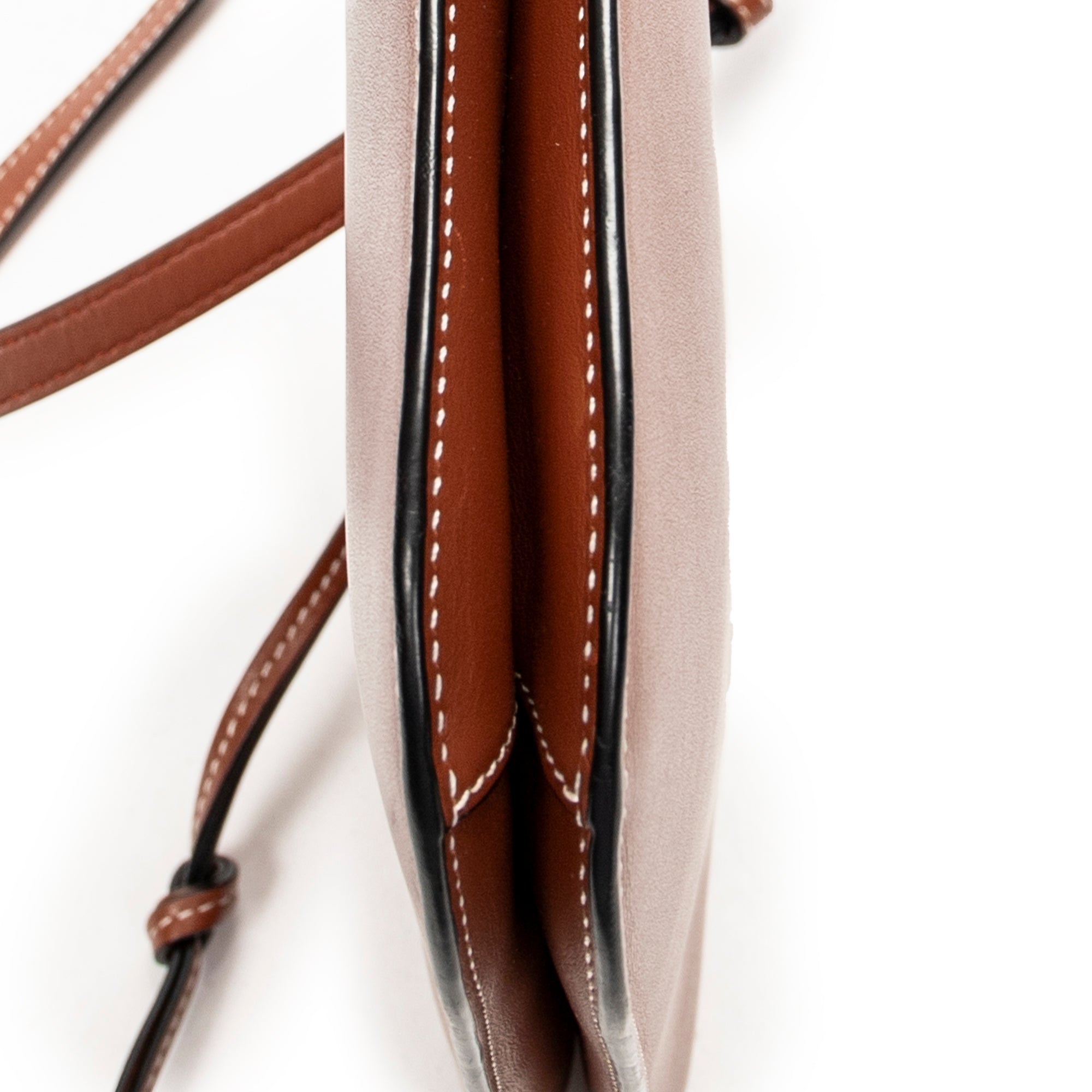 Shoulder Bag Gate Double Zip Pouch Crossbody Brown Calfskin Leather