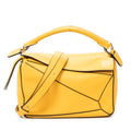 Shoulder Bag Small Puzzle Bag Yellow Calfskin Leather