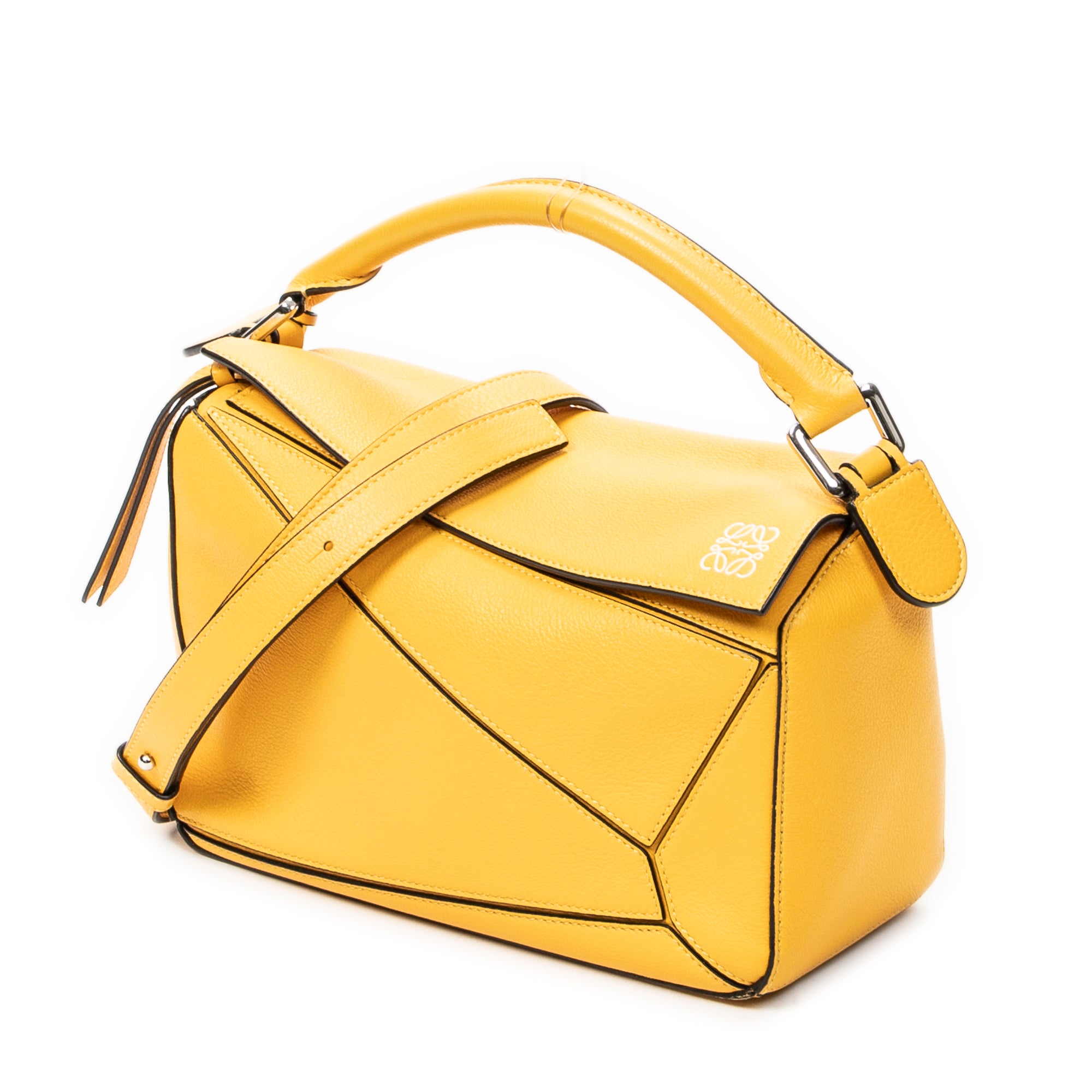 Shoulder Bag Small Puzzle Bag Yellow Calfskin Leather