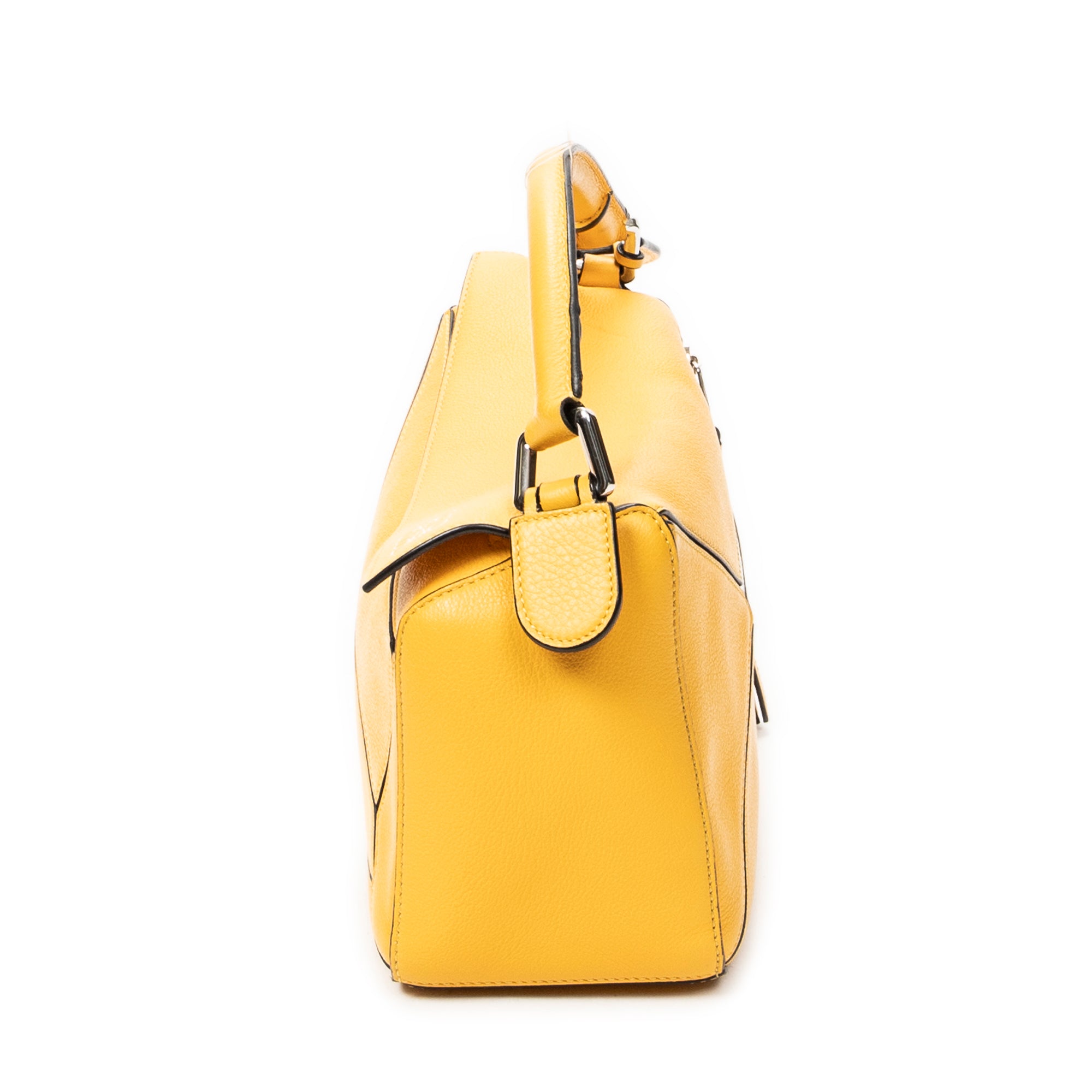 Shoulder Bag Small Puzzle Bag Yellow Calfskin Leather