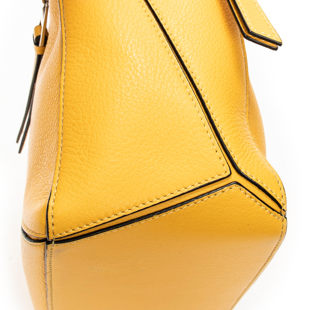 Shoulder Bag Small Puzzle Bag Yellow Calfskin Leather