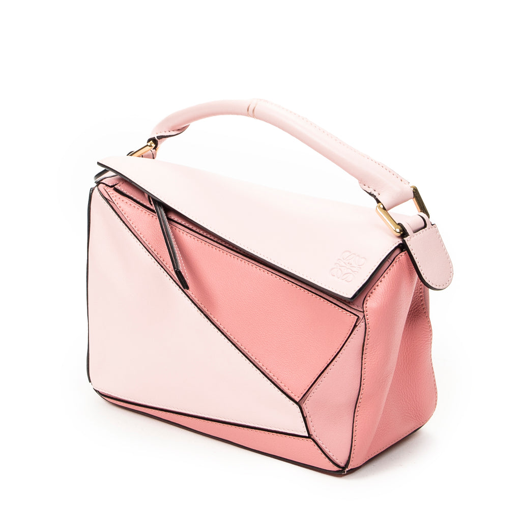 Shoulder Bag Small Puzzle Bag Pink Calfskin Leather