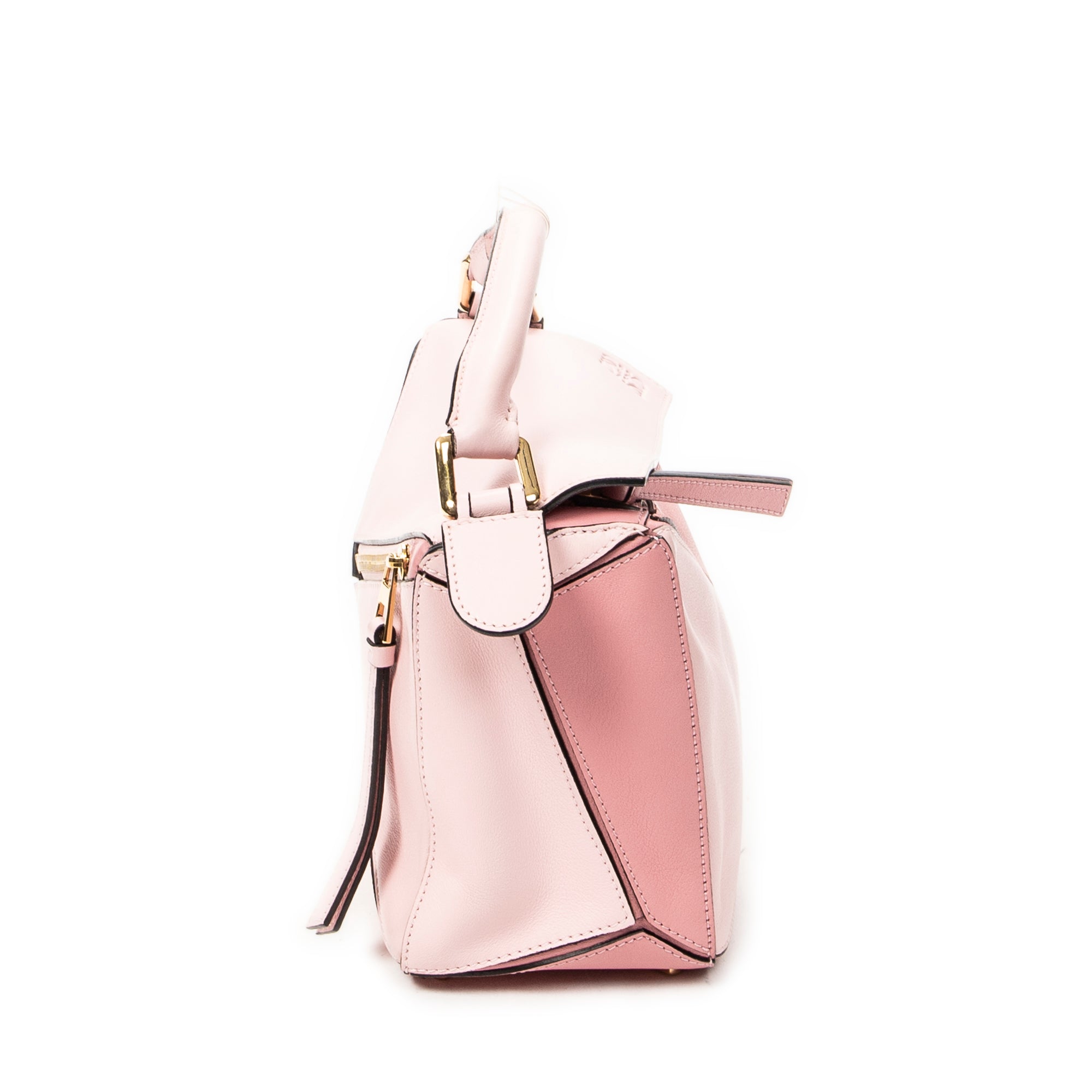 Shoulder Bag Small Puzzle Bag Pink Calfskin Leather