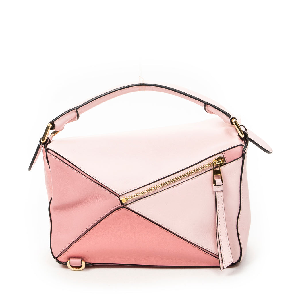 Shoulder Bag Small Puzzle Bag Pink Calfskin Leather