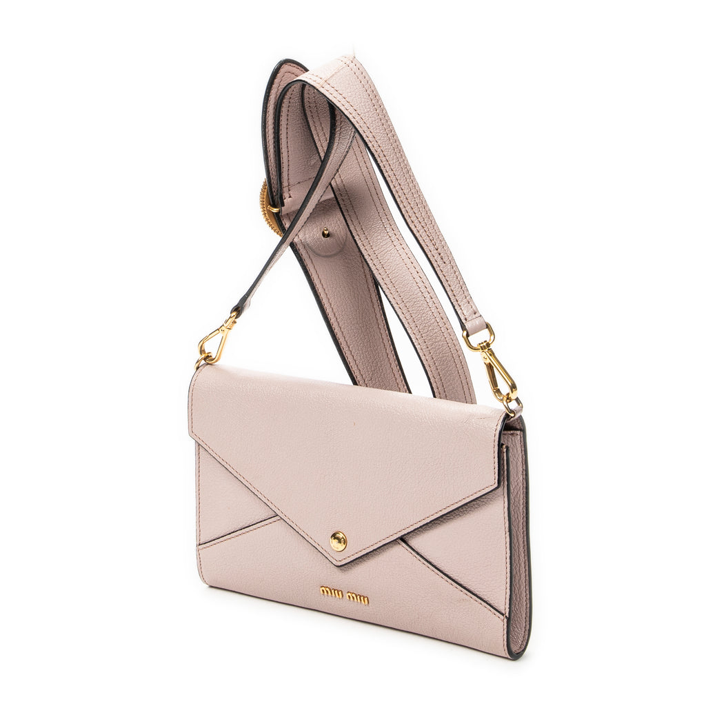 Shoulder Bag Envelope Clutch Pink Madras Leather