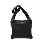 Shoulder Bag Flat Messenger Crossbody Black Nylon Canvas