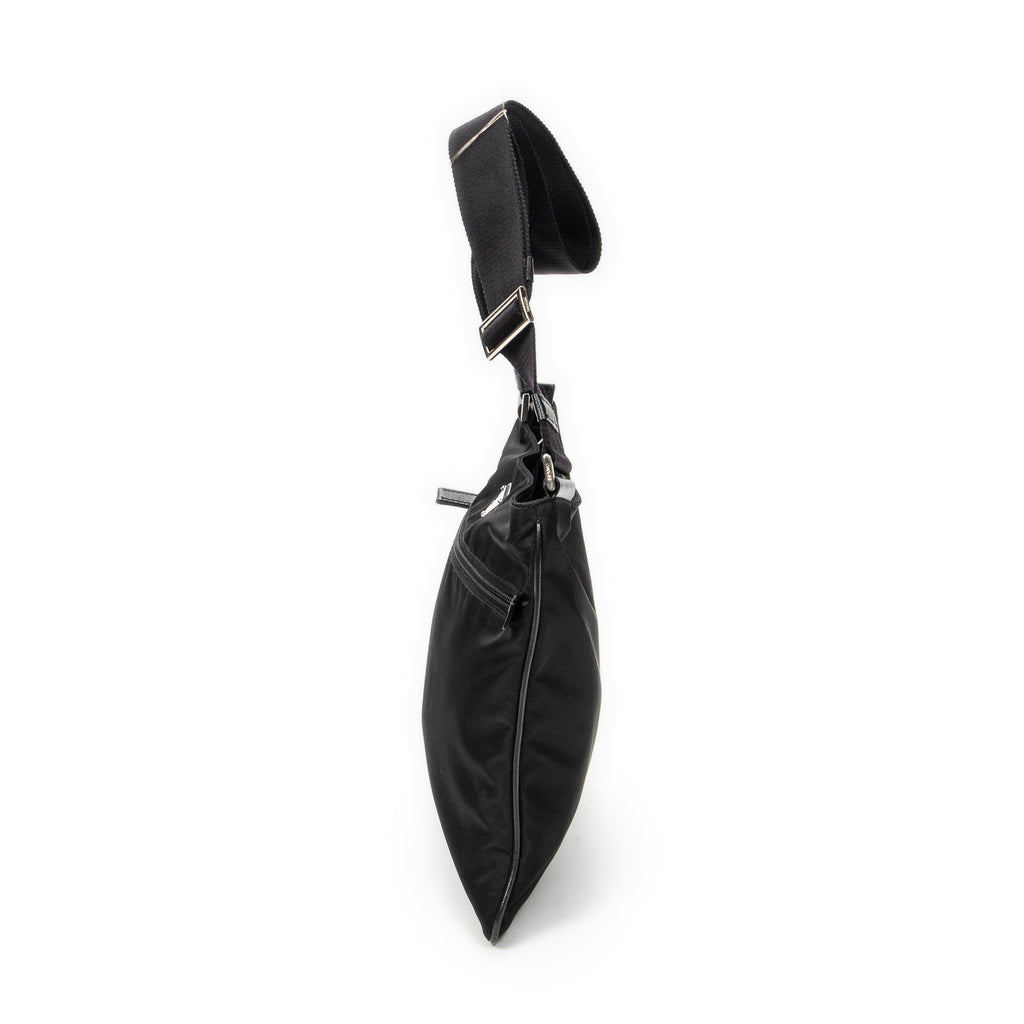 Shoulder Bag Flat Messenger Crossbody Black Nylon Canvas
