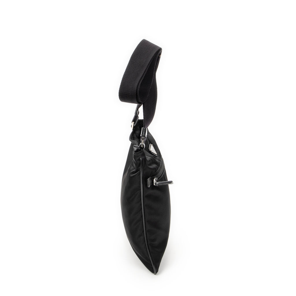 Shoulder Bag Flat Messenger Crossbody Black Nylon Canvas