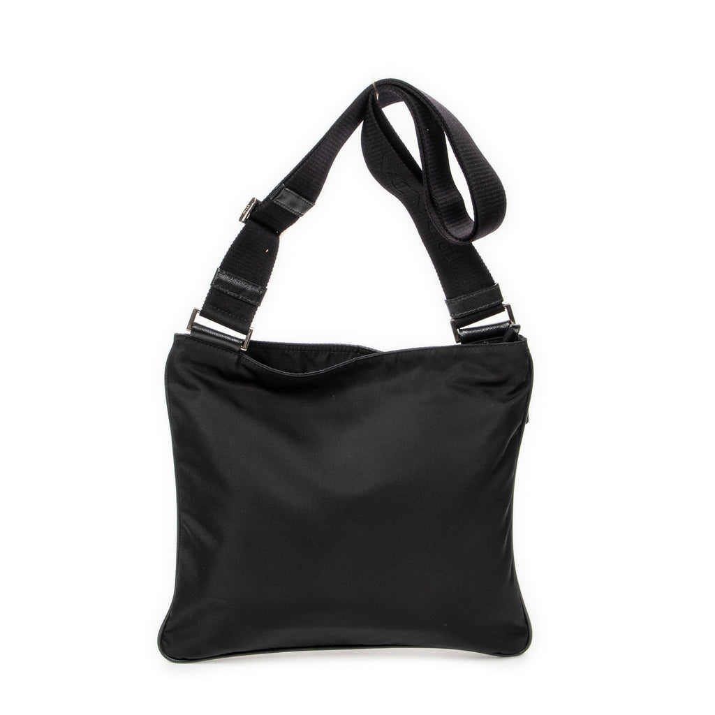 Shoulder Bag Flat Messenger Crossbody Black Nylon Canvas