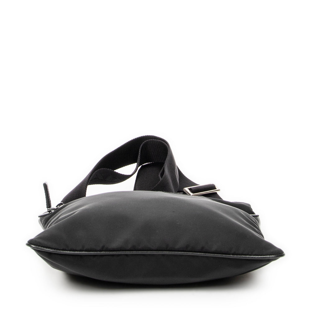 Shoulder Bag Flat Messenger Crossbody Black Nylon Canvas