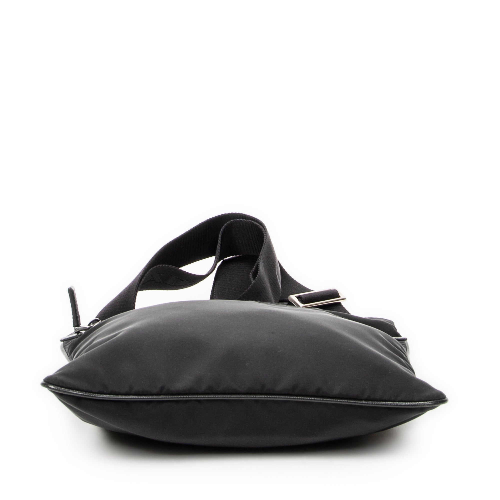 Shoulder Bag Flat Messenger Crossbody Black Nylon Canvas
