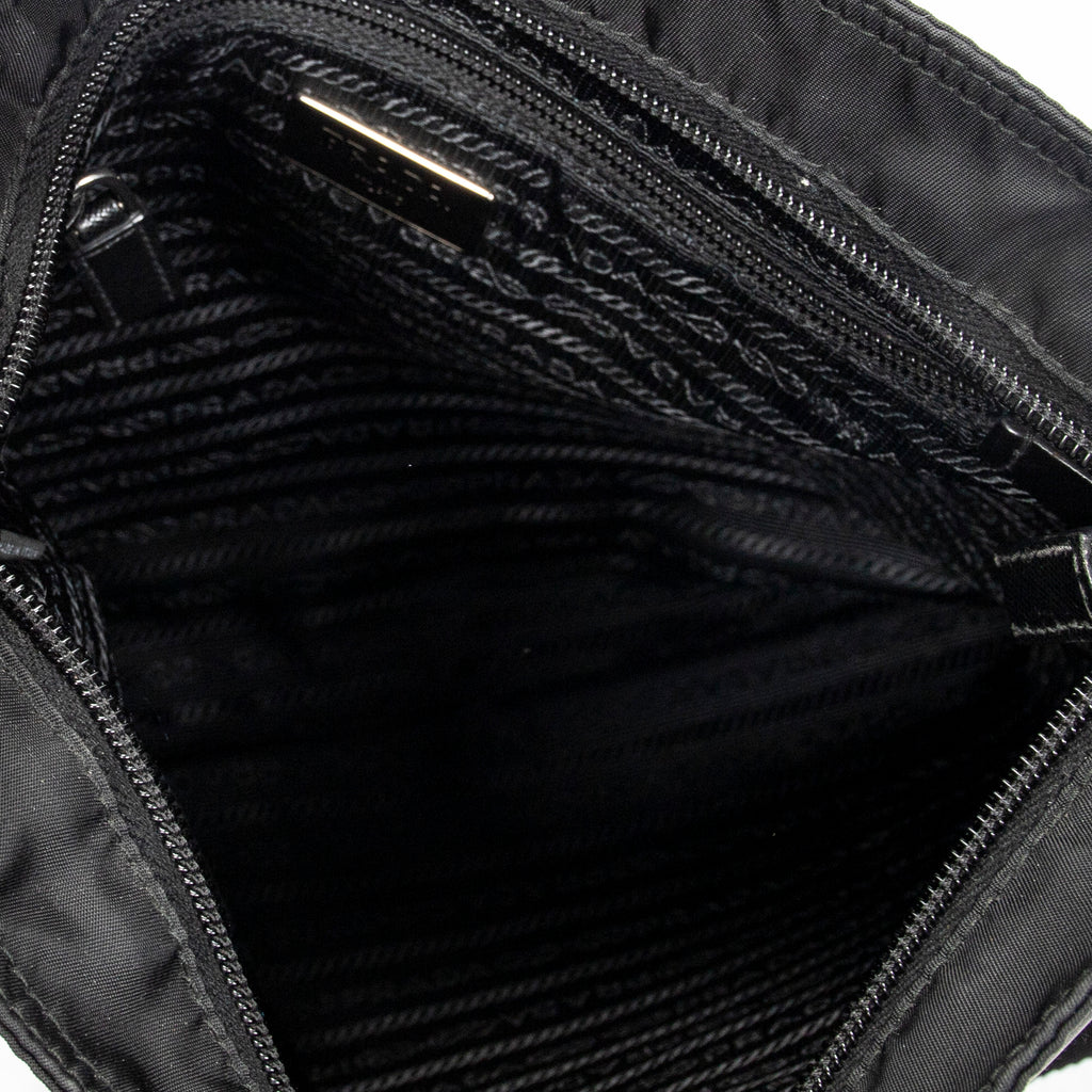 Shoulder Bag Flat Messenger Crossbody Black Nylon Canvas