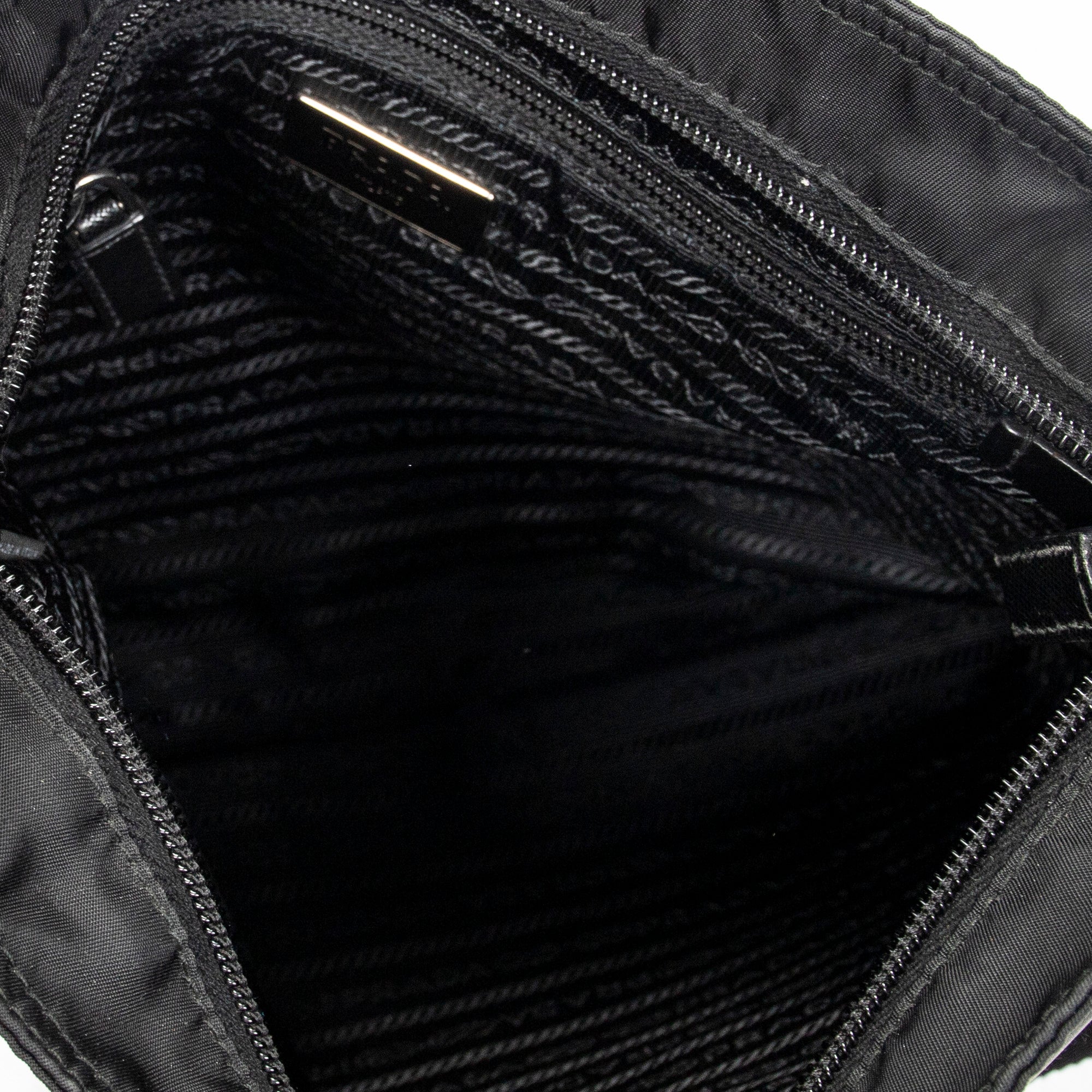 Shoulder Bag Flat Messenger Crossbody Black Nylon Canvas