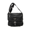 Prada - Sac bandoulière à rabat et petite boucle - Noir