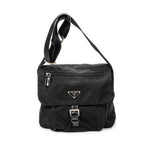 Prada - Sac bandoulière à rabat et petite boucle - Noir