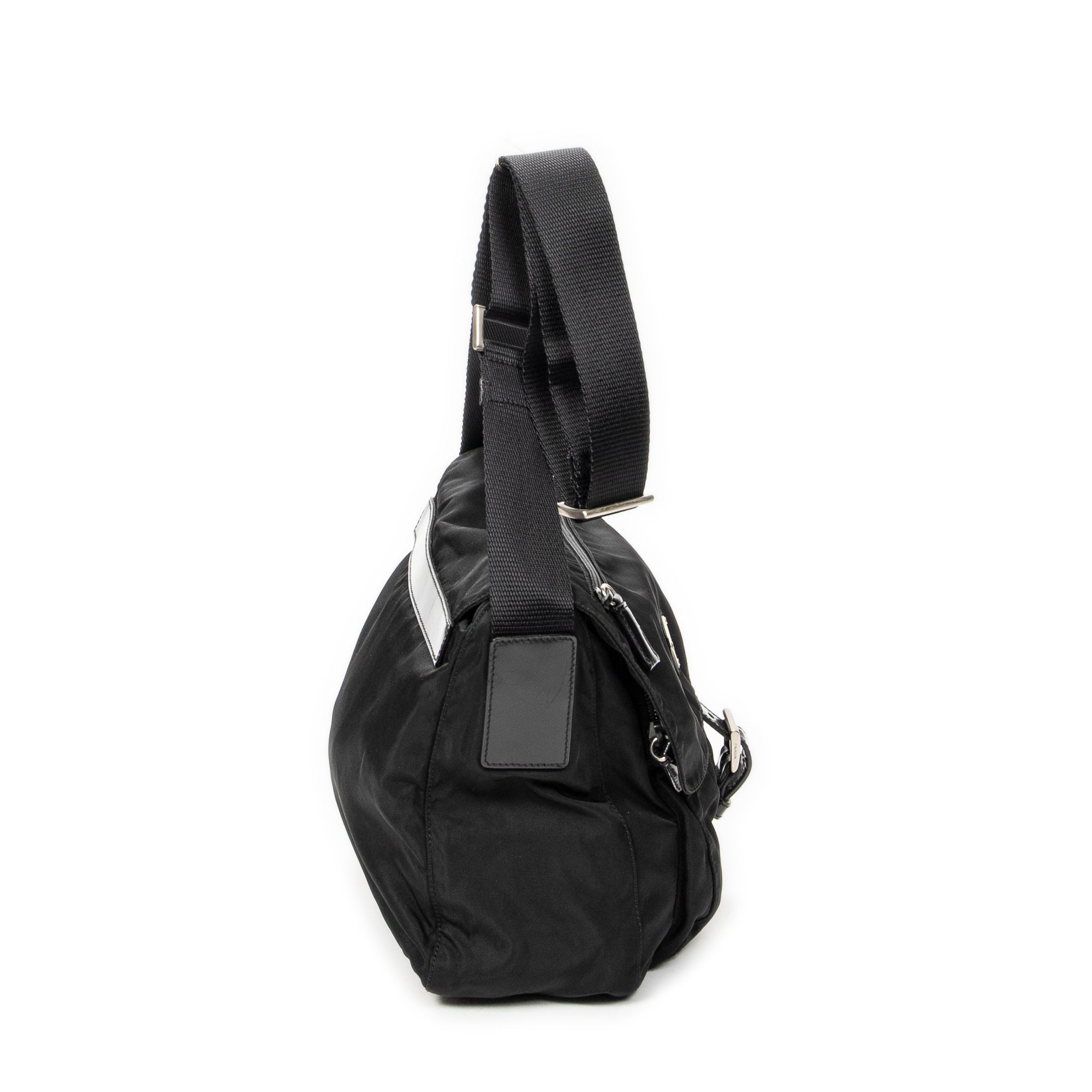 Prada - Sac bandoulière à rabat et petite boucle - Noir