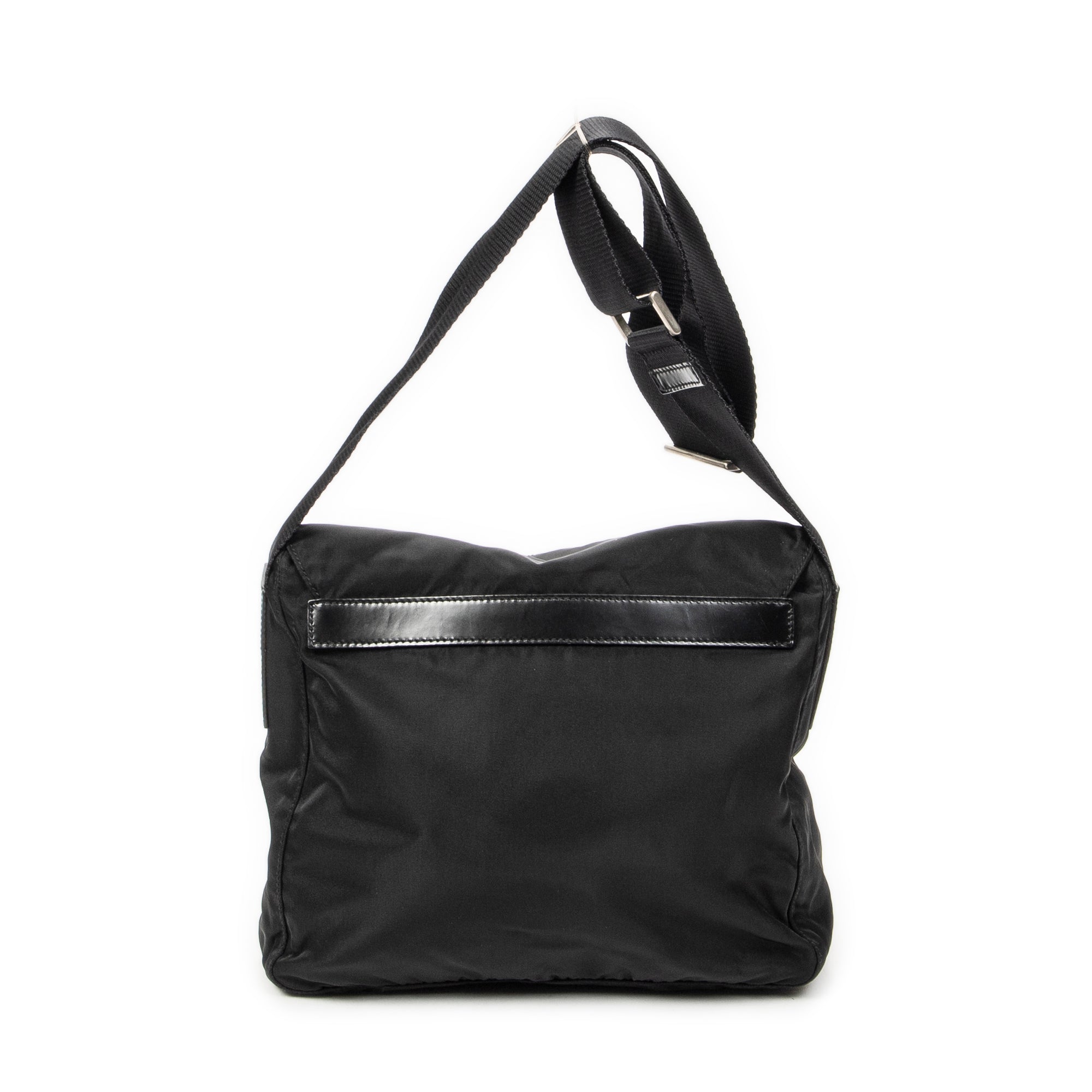 Prada - Sac bandoulière à rabat et petite boucle - Noir