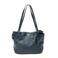 Shoulder Bag Side Pocket Shopping Tote Dark Blue Vitello Phenix Leather