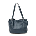 Shoulder Bag Side Pocket Shopping Tote Dark Blue Vitello Phenix Leather