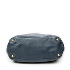 Shoulder Bag Side Pocket Shopping Tote Dark Blue Vitello Phenix Leather